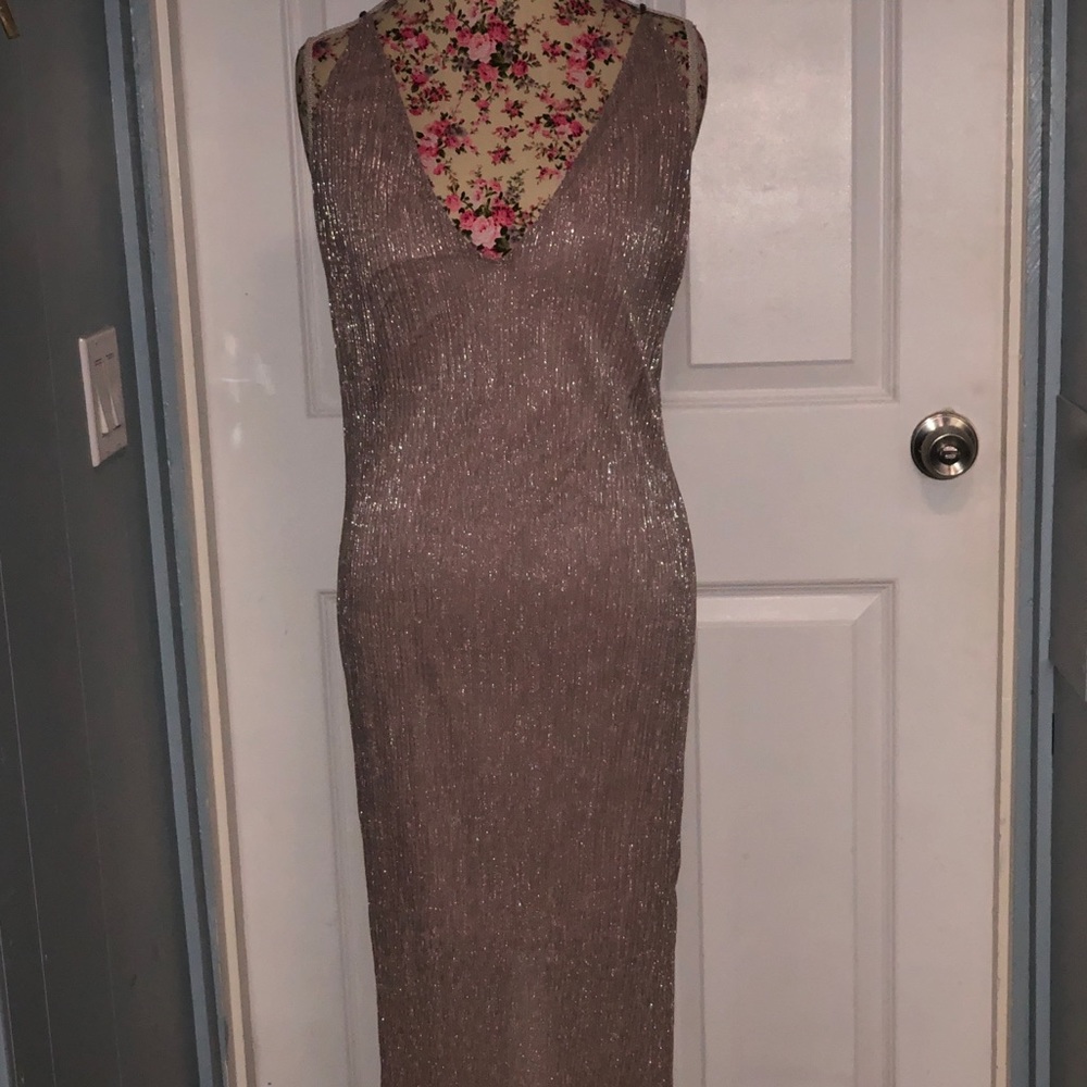 Metallic Rose Gold / Mauve Strap Dress, Low Back